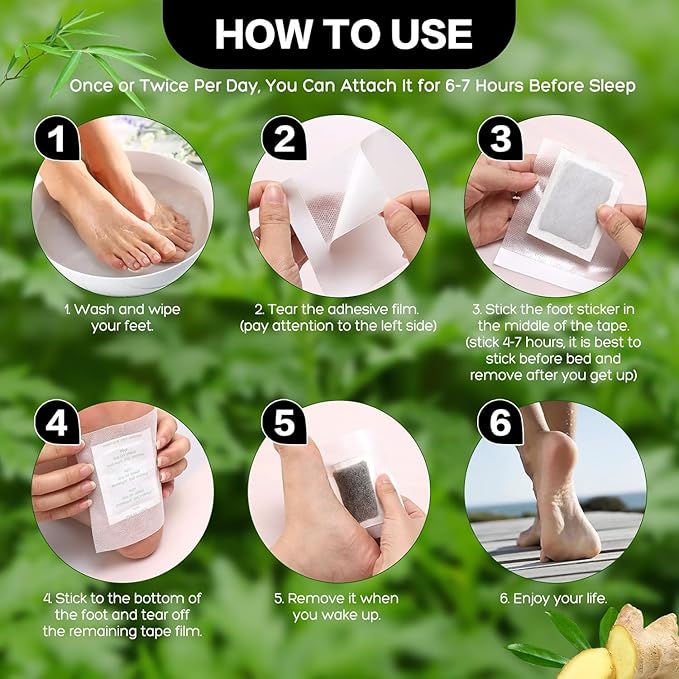 Deep Cleansing Foot Pads for Detox & Relaxation | Internal Toxin Removal, Pain Relief, Better Sleep & Circulation for Men & Women (Buy 1 Get 1 Free) 2x10 packs