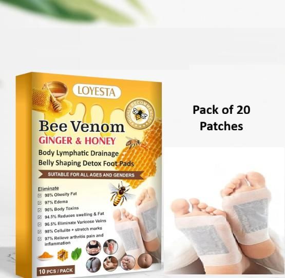 Bee Venom foot patch, Beneficial  in Body Detox, Weight loss, Pain Relief, Cleansing Toxins, Stress Relief, Promote Sleep & Detoxification For Men And Women(Buy 1 Get 1 Free) 2x10 Packs