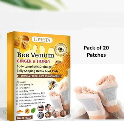 Bee Venom foot patch, Beneficial  in Body Detox, Weight loss, Pain Relief, Cleansing Toxins, Stress Relief, Promote Sleep & Detoxification For Men And Women(Buy 1 Get 1 Free) 2x10 Packs