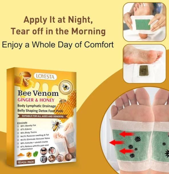Bee Venom foot patch, Beneficial  in Body Detox, Weight loss, Pain Relief, Cleansing Toxins, Stress Relief, Promote Sleep & Detoxification For Men And Women(Buy 1 Get 1 Free) 2x10 Packs