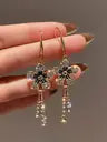 Flower For Women Floral Korean Crystal, Diamond, Cubic Zirconia Alloy Earring Set, Drops & Danglers, Tassel Earring