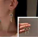 Flower For Women Floral Korean Crystal, Diamond, Cubic Zirconia Alloy Earring Set, Drops & Danglers, Tassel Earring