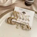 Combo 9 Pair Stunning White Gold Plated Pearl Alloy Hoop Earring