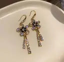 Flower For Women Floral Korean Crystal, Diamond, Cubic Zirconia Alloy Earring Set, Drops & Danglers, Tassel Earring