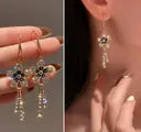 Flower For Women Floral Korean Crystal, Diamond, Cubic Zirconia Alloy Earring Set, Drops & Danglers, Tassel Earring