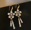 Flower For Women Floral Korean Crystal, Diamond, Cubic Zirconia Alloy Earring Set, Drops & Danglers, Tassel Earring