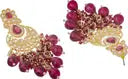 Gold Plated Kundan Studded Beads Drop Chandbali Earrings Beads Metal Chandbali Earring